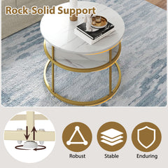 80cm Lift Top Coffee Table with Hidden Compartment and Side Shelves-White