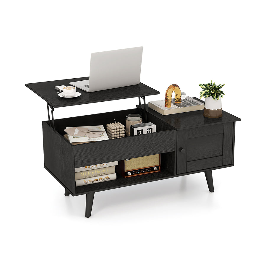 Lift Top Coffee Table with Storage Living Room Table with Hidden Compartment-Black