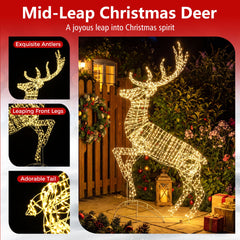 Lighted Mid-Leap Christmas Reindeer with Warm White LED Lights