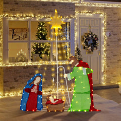 Nativity Scene Pre-lit Holy Family Christmas Decoration with 209 Warm White LED Lights