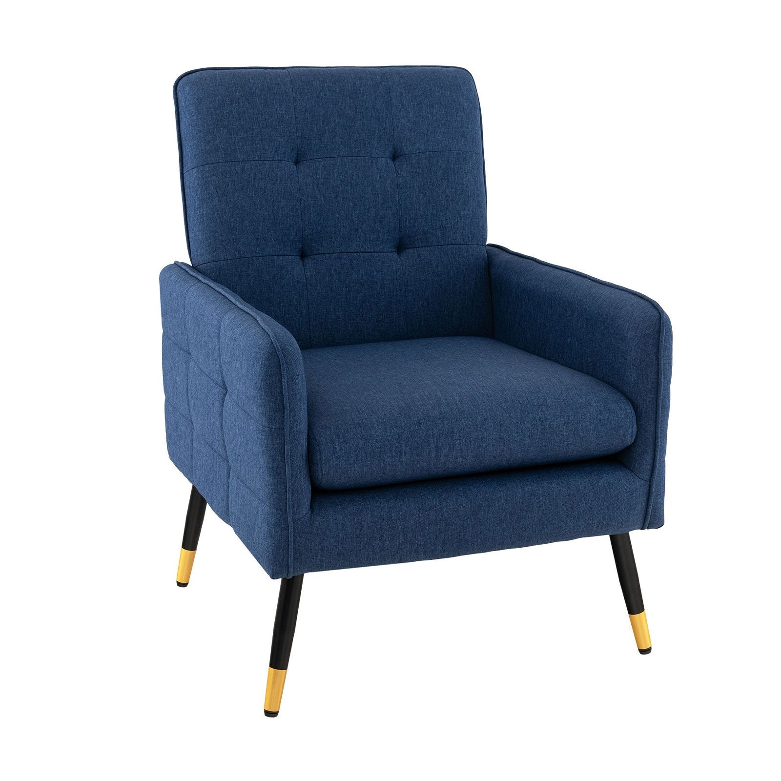Linen Fabric Accent Chair Single Sofa with Removable Seat Cushion-Blue