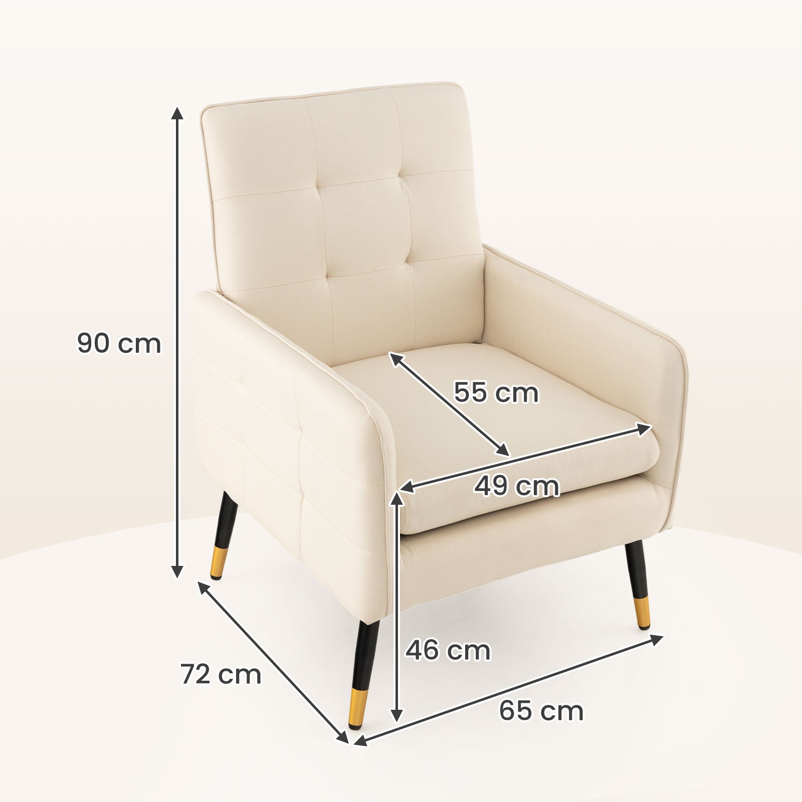 Linen Fabric Accent Chair Single Sofa with Removable Seat Cushion-Beige