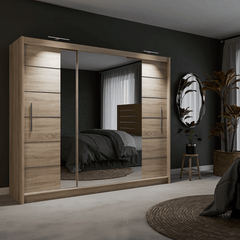 Oak Sonoma Mirrored Sliding Door Wardrobe 250cm – CHESTER 2