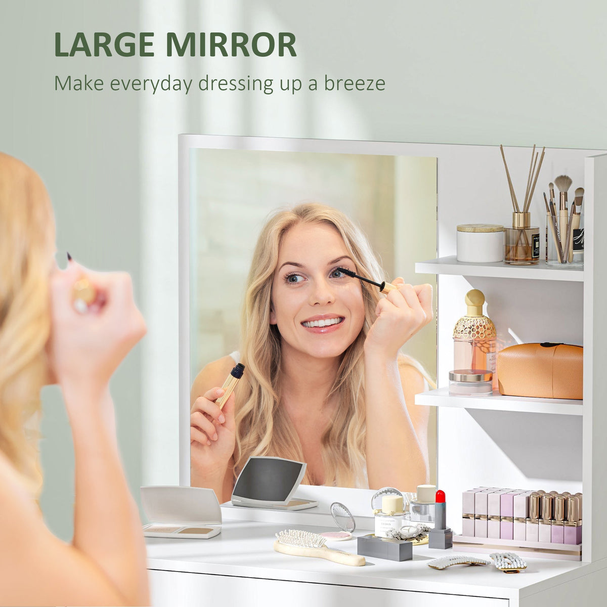 HOMCOM Dressing Table with Mirror and Storage - White