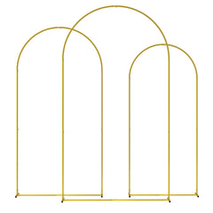 Outsunny Wedding Arch Frame Set, 2.2, 2, 1.8 m Metal Arch Backdrop Stand Set of 3, Balloon Arch Stand Set for Birthday Party, Bridal Shower, Graduation, Ceremony, Banquet Decorations, Gold Tone