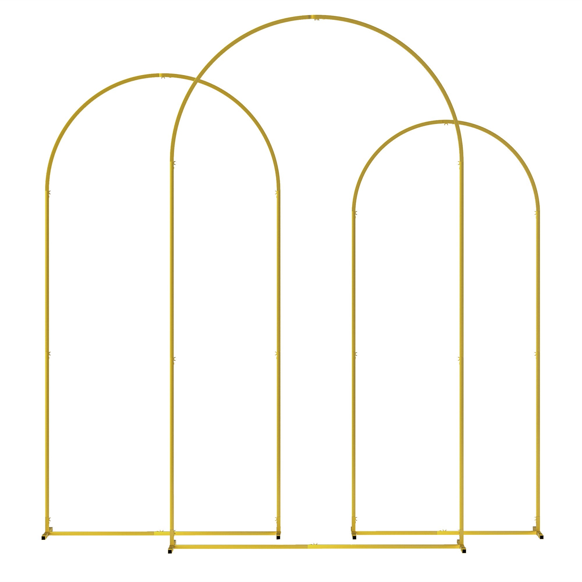 Outsunny Wedding Arch Frame Set, 2.2, 2, 1.8 m Metal Arch Backdrop Stand Set of 3, Balloon Arch Stand Set for Birthday Party, Bridal Shower, Graduation, Ceremony, Banquet Decorations, Gold Tone
