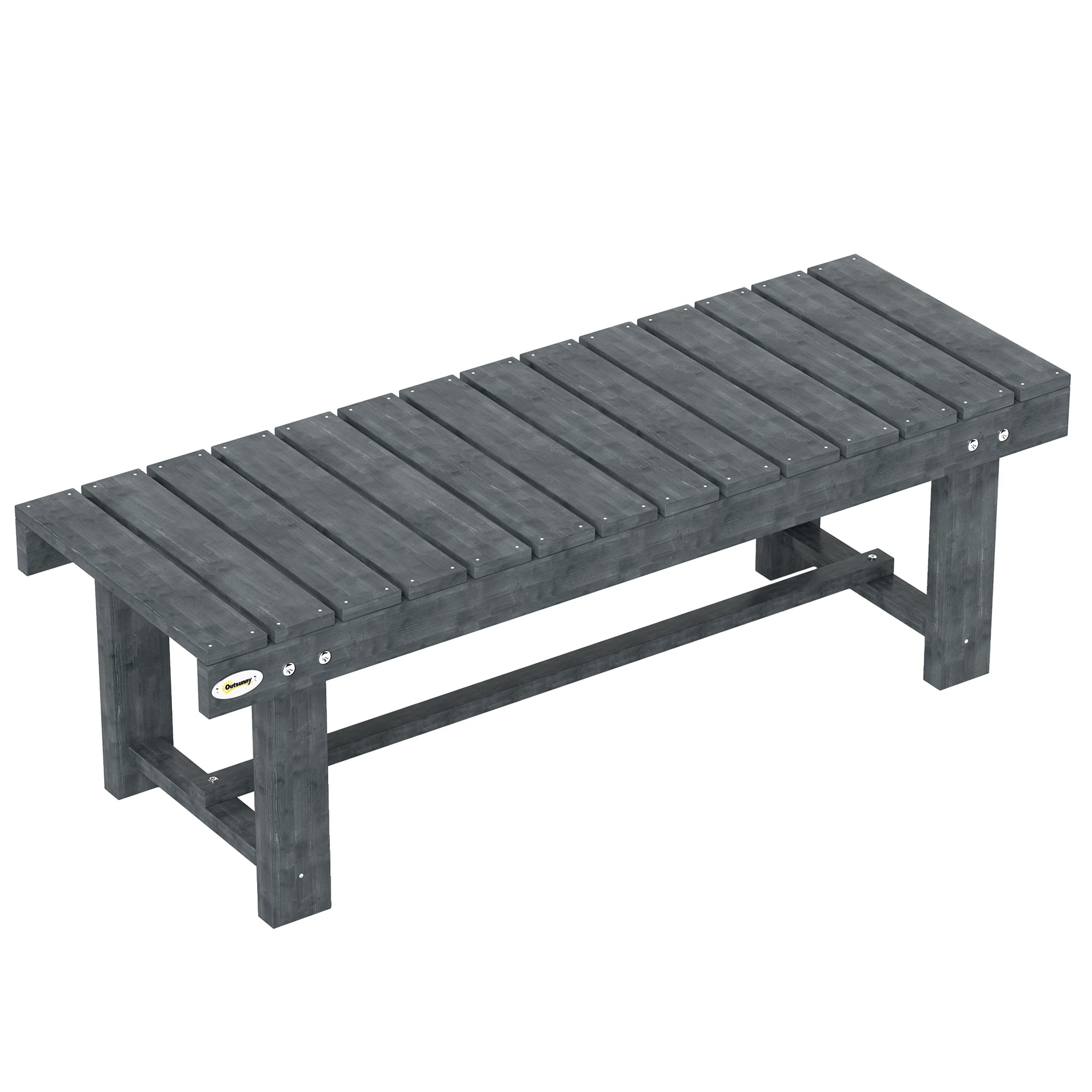 Outsunny 2-Seater Garden Wooden Bench, Grey