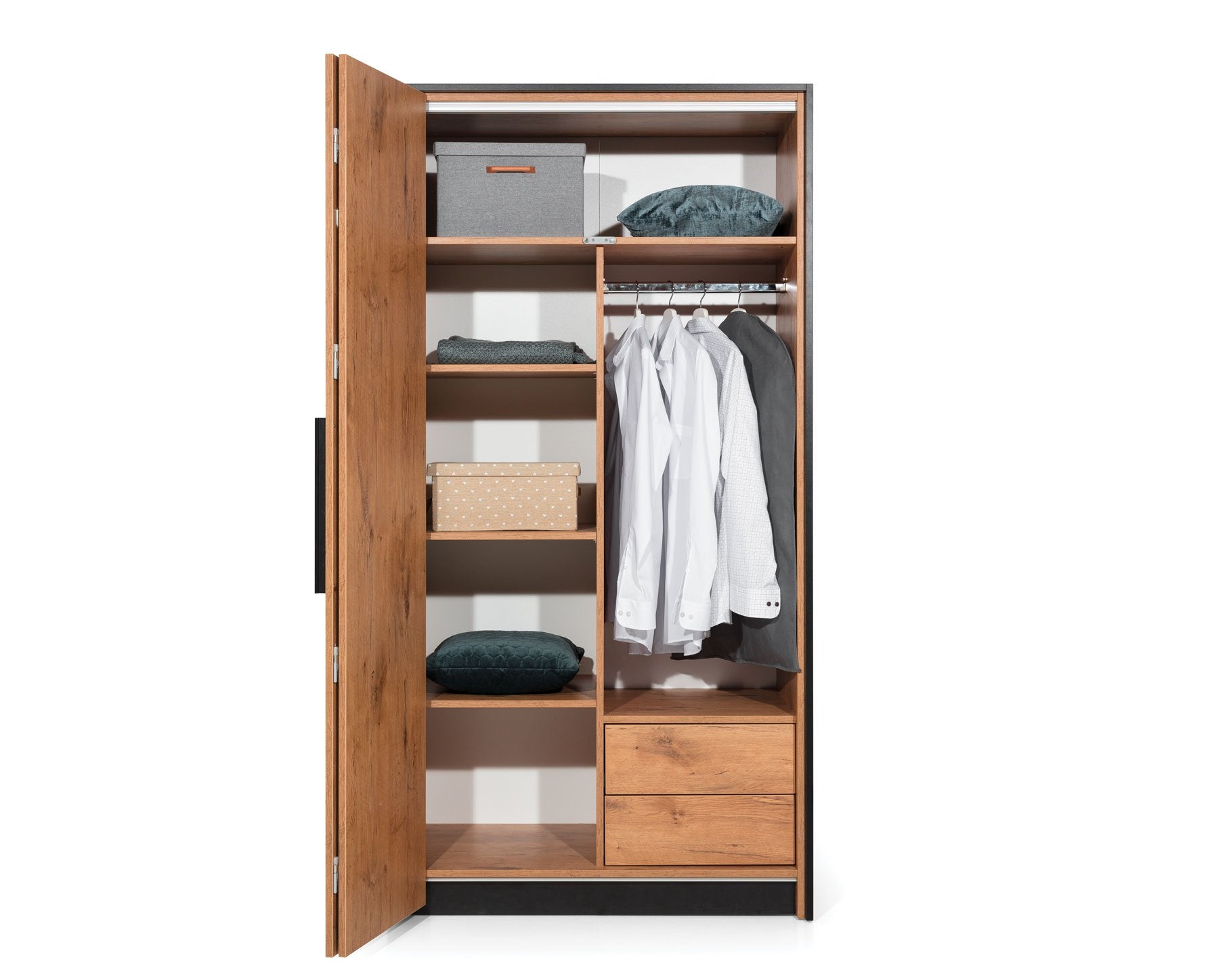 Loft Folding Door Wardrobe 104cm in Lancelot Oak