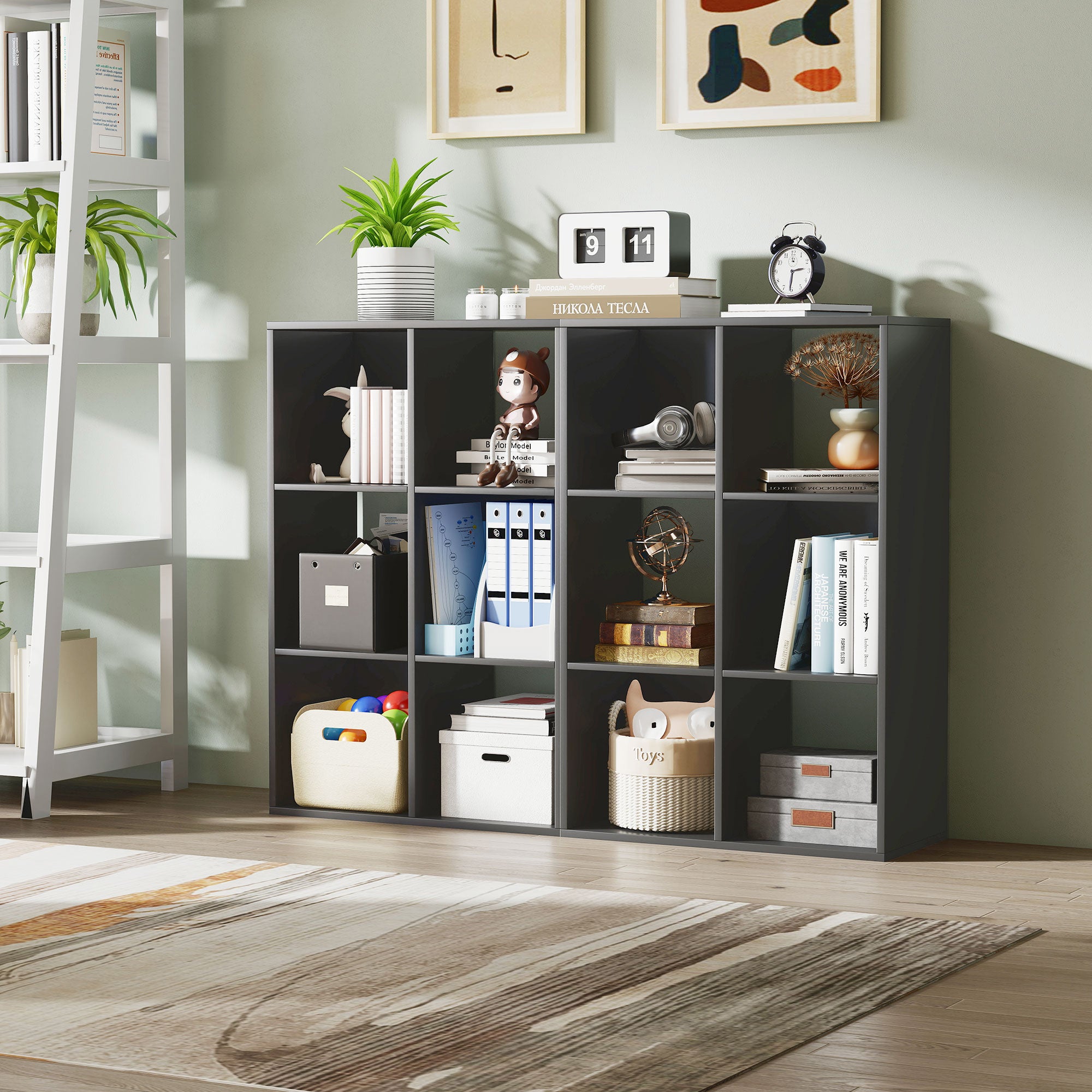 HOMCOM 6-Cube Bookshelf - Black