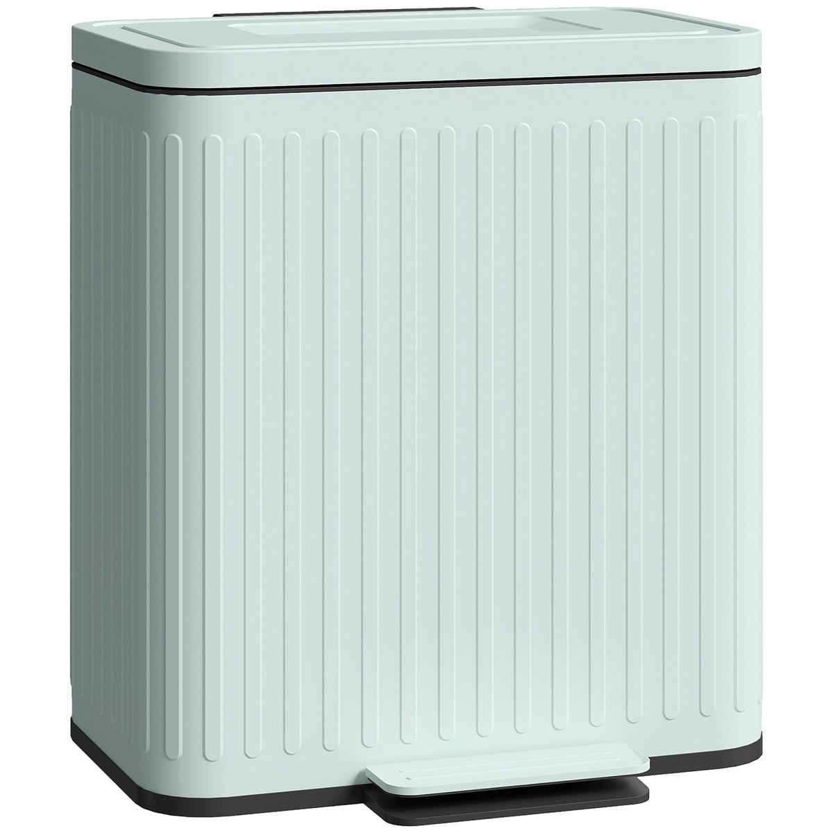 HOMCOM Dual Kitchen Bin, 2 x 20L Double Bin for Recycling and Waste, Fingerprint-proof Pedal Bin with Soft-Close Lid, Removable Inner Buckets, Green