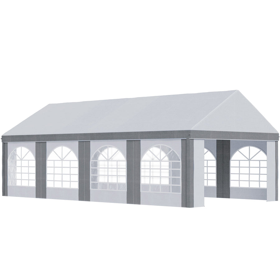 Outsunny 8m x 4m Marquee Gazebo with Sides, Level 4 Wind Protection & Waterproof, Light Grey