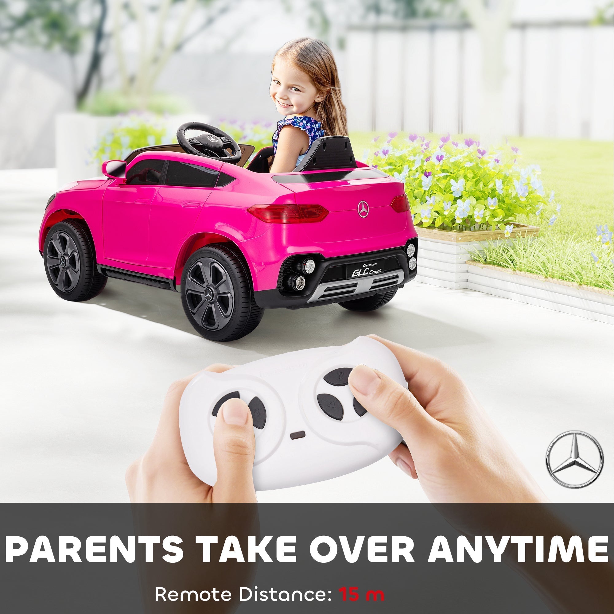 AIYAPLAY Mercedes-Benz GLC Licensed Kids Ride on Car with Remote Control, Soft Start, MP3, LED Headlights, Pink