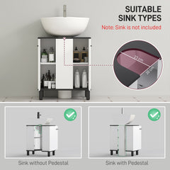 HOMCOM Modern Under-Sink Bathroom Cabinet - High Gloss White