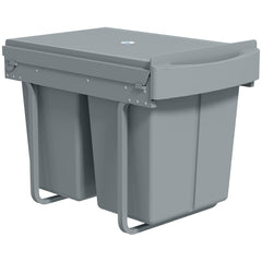 HOMCOM Pull Out Bin, Kitchen Under Sink Bin with 2 Removable Compartments, Smooth Glide, Grey