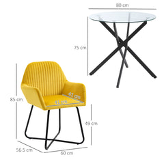 HOMCOM Modern Dining Furniture Set with Round Table and Accent Armchair Black and Yellow