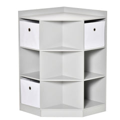HOMCOM Kids Bookcase, 3 Tier Toy Organiser Storage Unit BookShelf with 3 Non-woven Fabric Drawers, Anti-tip Device, for Bedroom, Children's Room, Playroom, Grey