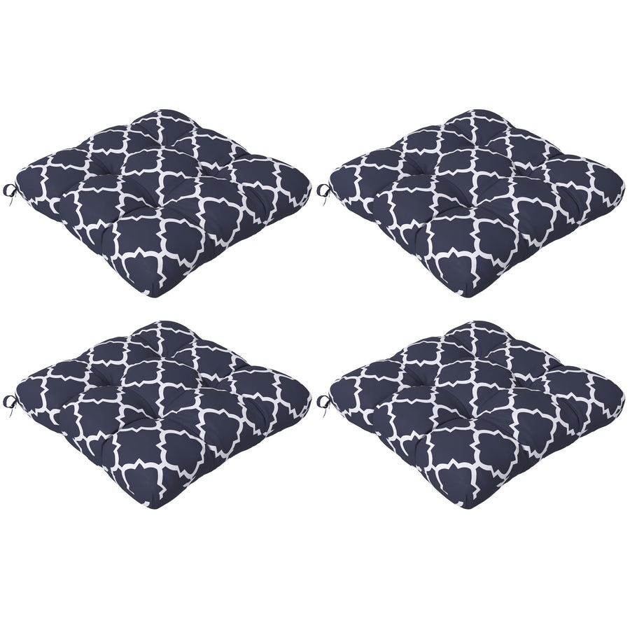 Outsunny 4-Piece Seat Cushion Pillows Replacement, Patio Chair Cushions Set with Ties for Indoor Outdoor, Blue