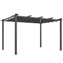 Outsunny 3 x 4m Aluminium Pergola, with Retractable Roof - Dark Grey