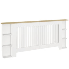 HOMCOM Radiator Cover with Open Storage Shelves, Vertical Slatted Cabinet Shelf Heater Cover for Living Room, Hallway, Extra Large, White
