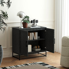 HOMCOM Modern Sideboard, Freestanding Sideboard Storage Cabinet with Adjustable Shelf and 2 Doors for Living Room, Black