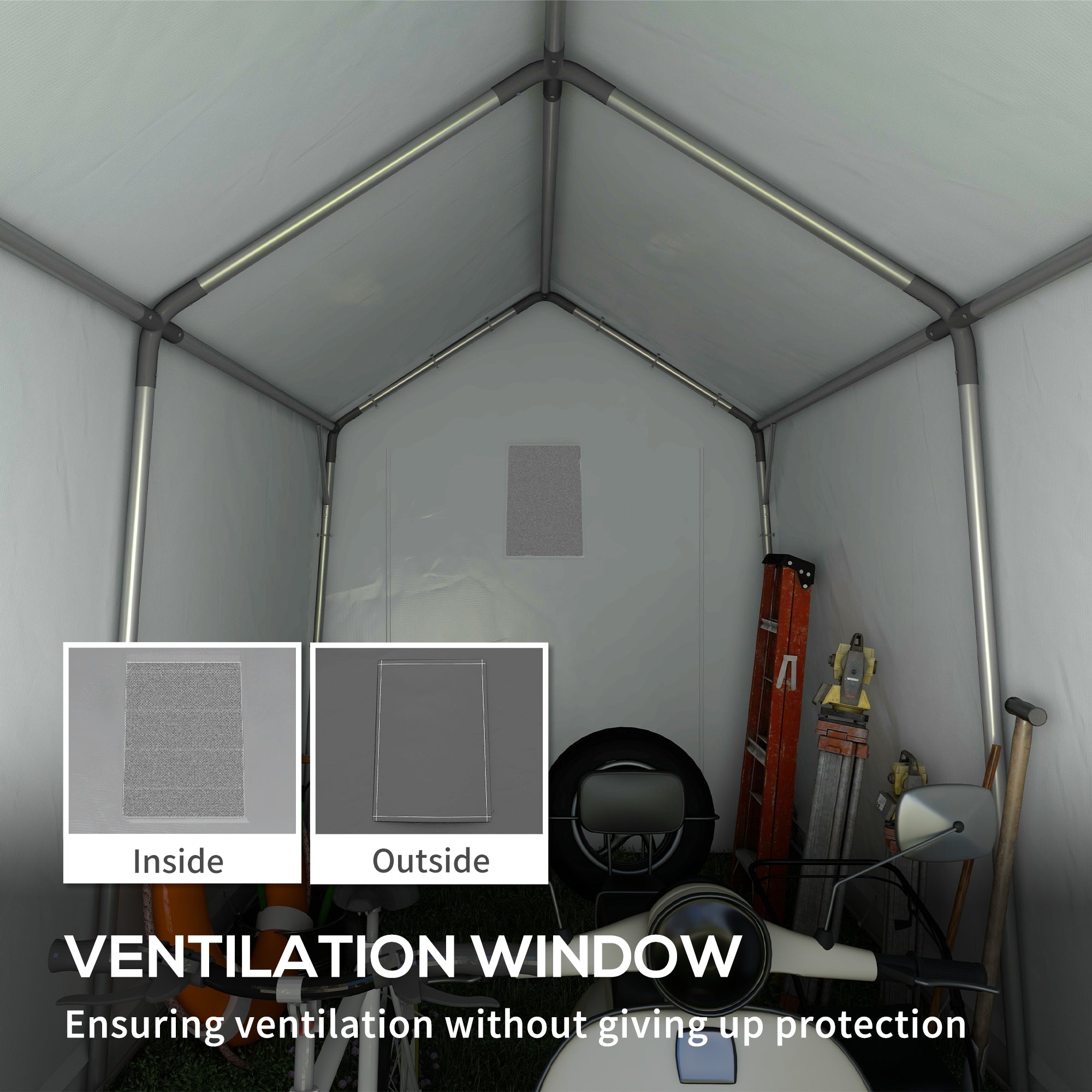 Outsunny 3.6 x 2.1m Portable Outdoor Shed, with Window - Dark Grey