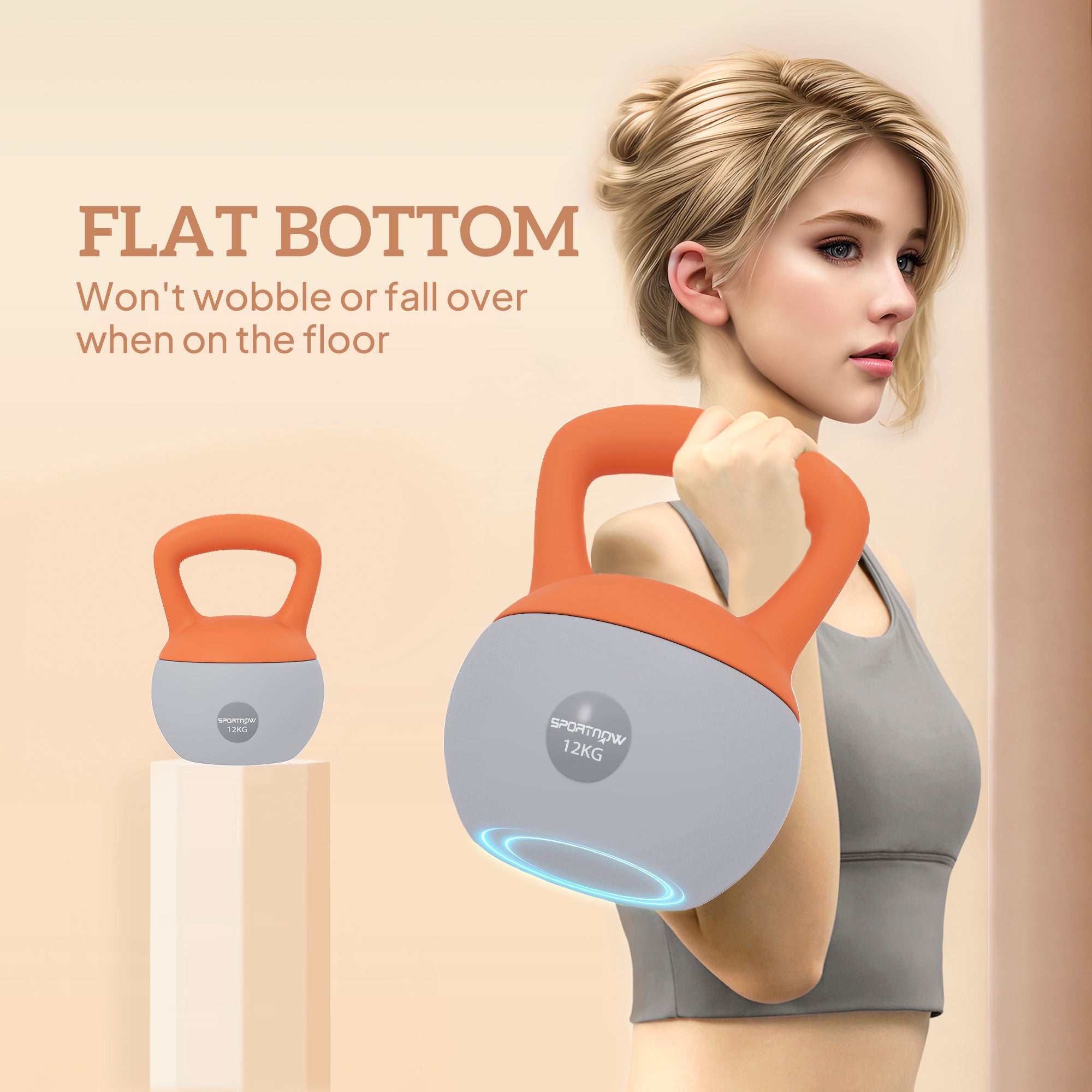 SPORTNOW 12KG Soft Kettlebell, Kettlebell with Non-Slip Handle for Home Gym, Weight Lifting, Strength Training, Orange/Grey