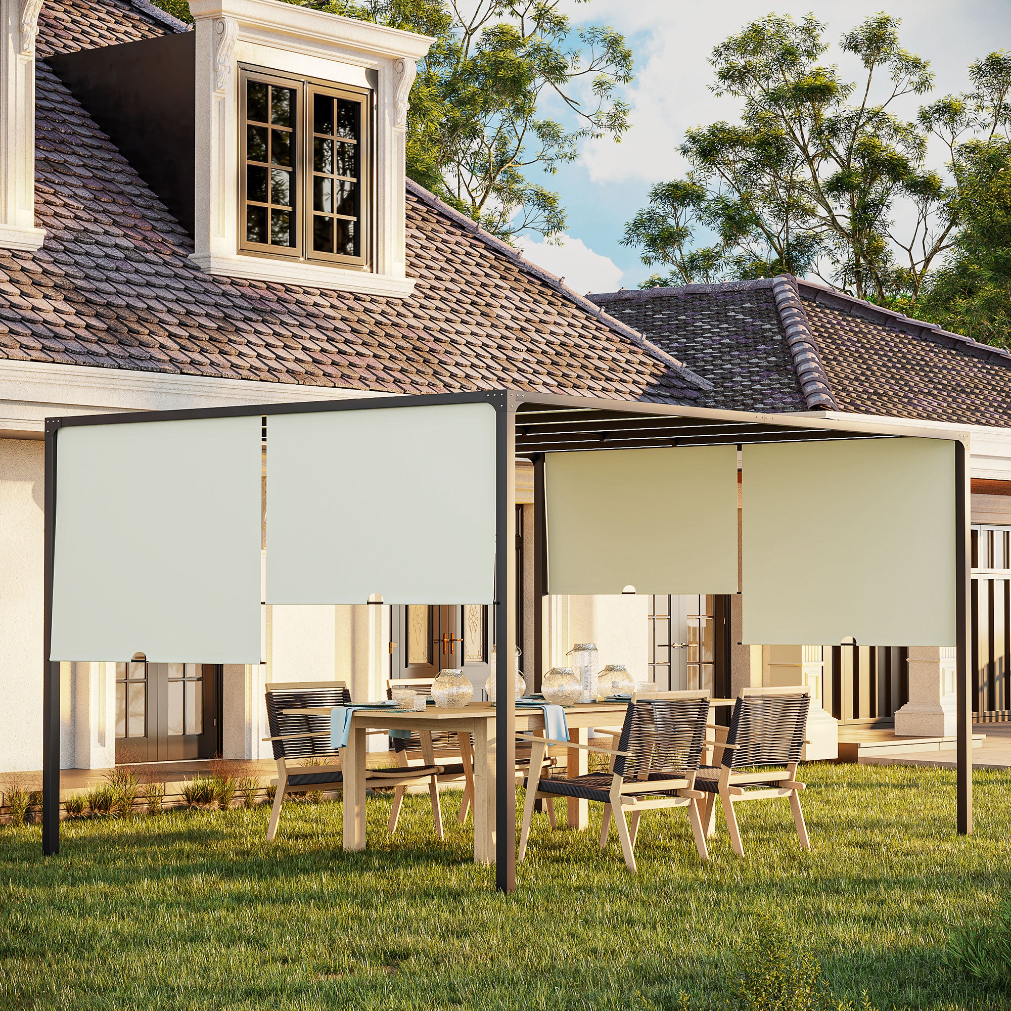 Outsunny 3 x 4m Outdoor Garden Pergola - Cream White