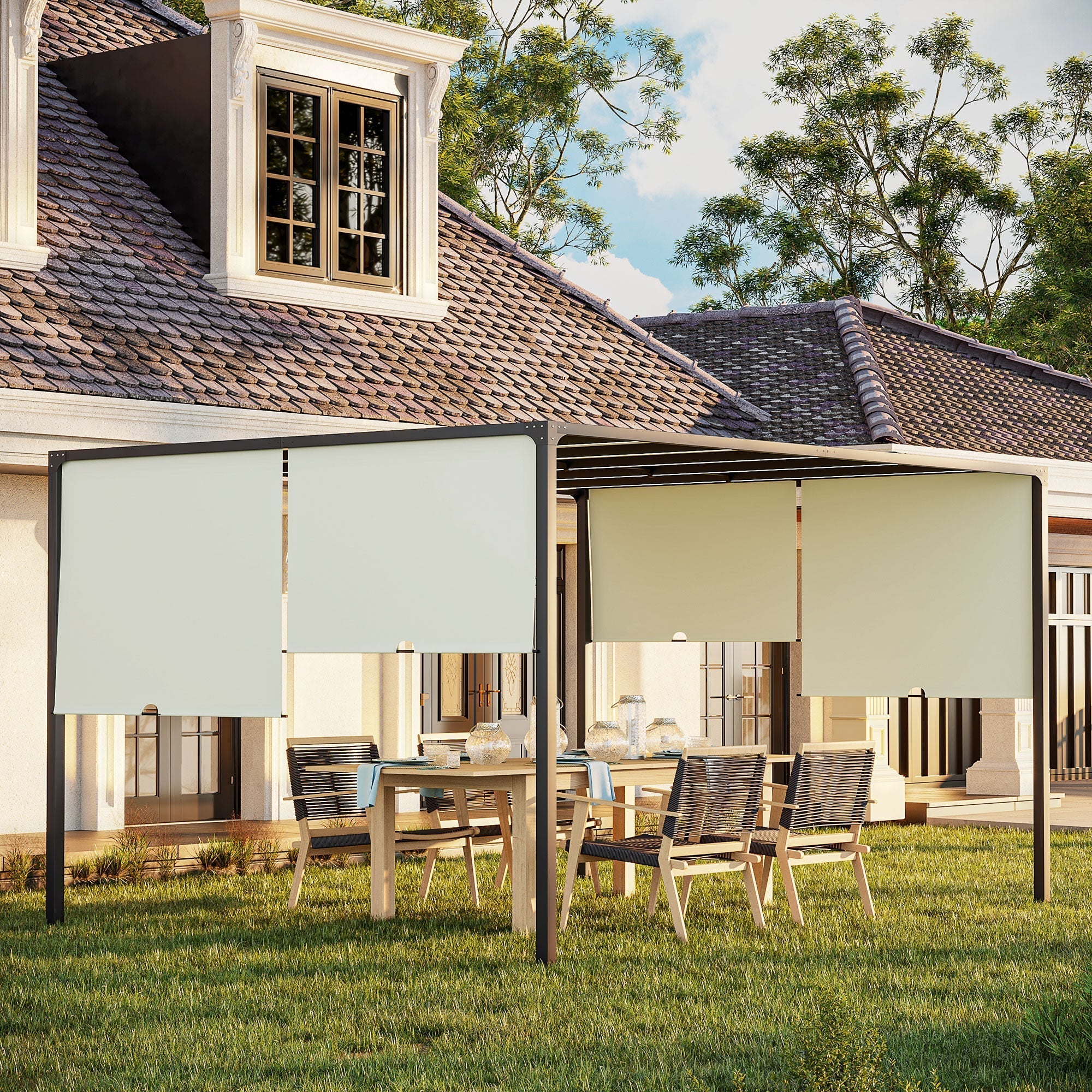 Outsunny 3 x 4m Outdoor Garden Pergola - Cream White