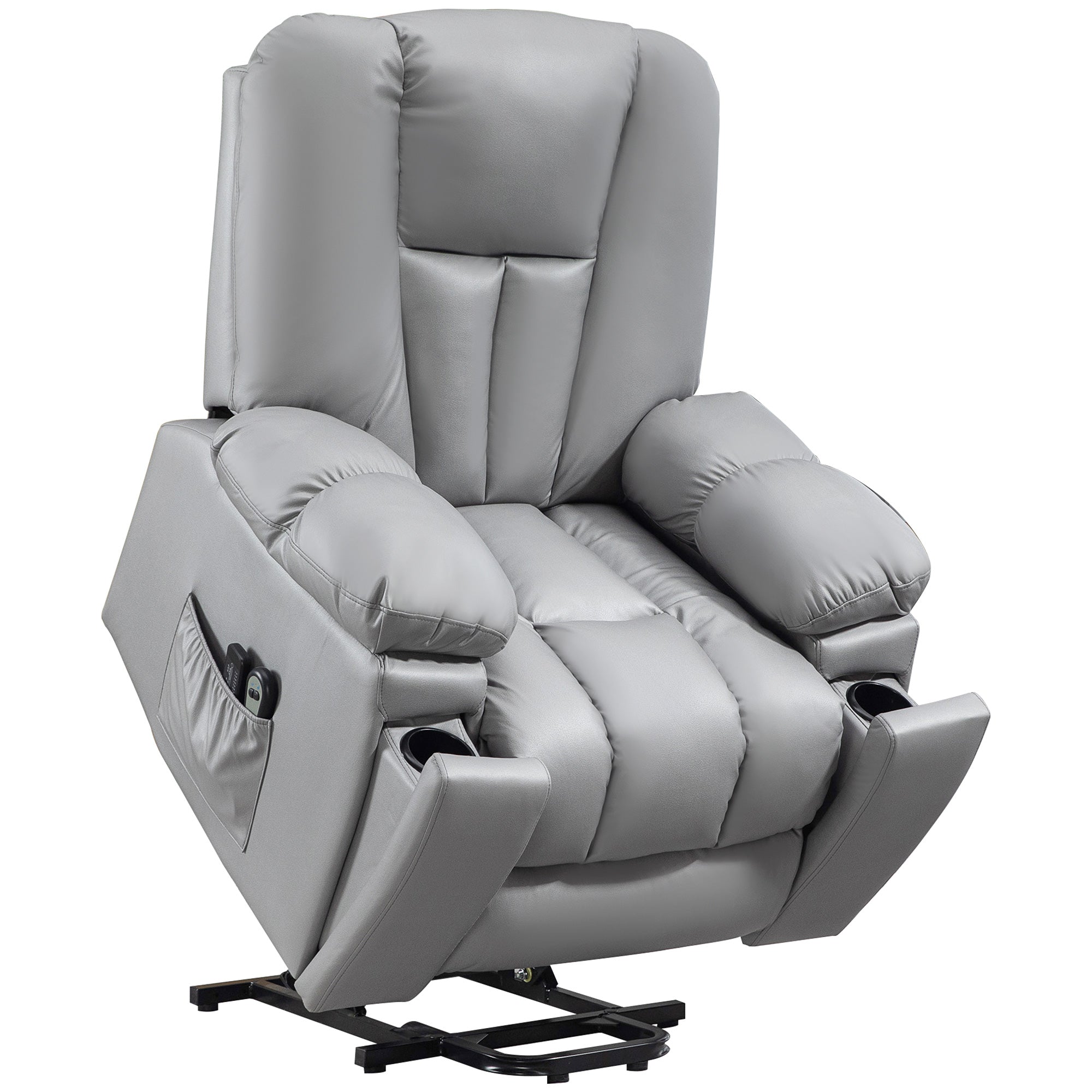 HOMCOM Leathaire Eight Massage Point Armchair, with Reclining Back - Charcoal Grey