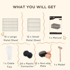 PawHut Pet Playpen DIY Small Animal Cage Metal Fence with Door, 22 Pieces, for Bunny Chinchilla Hedgehog Guinea Pig