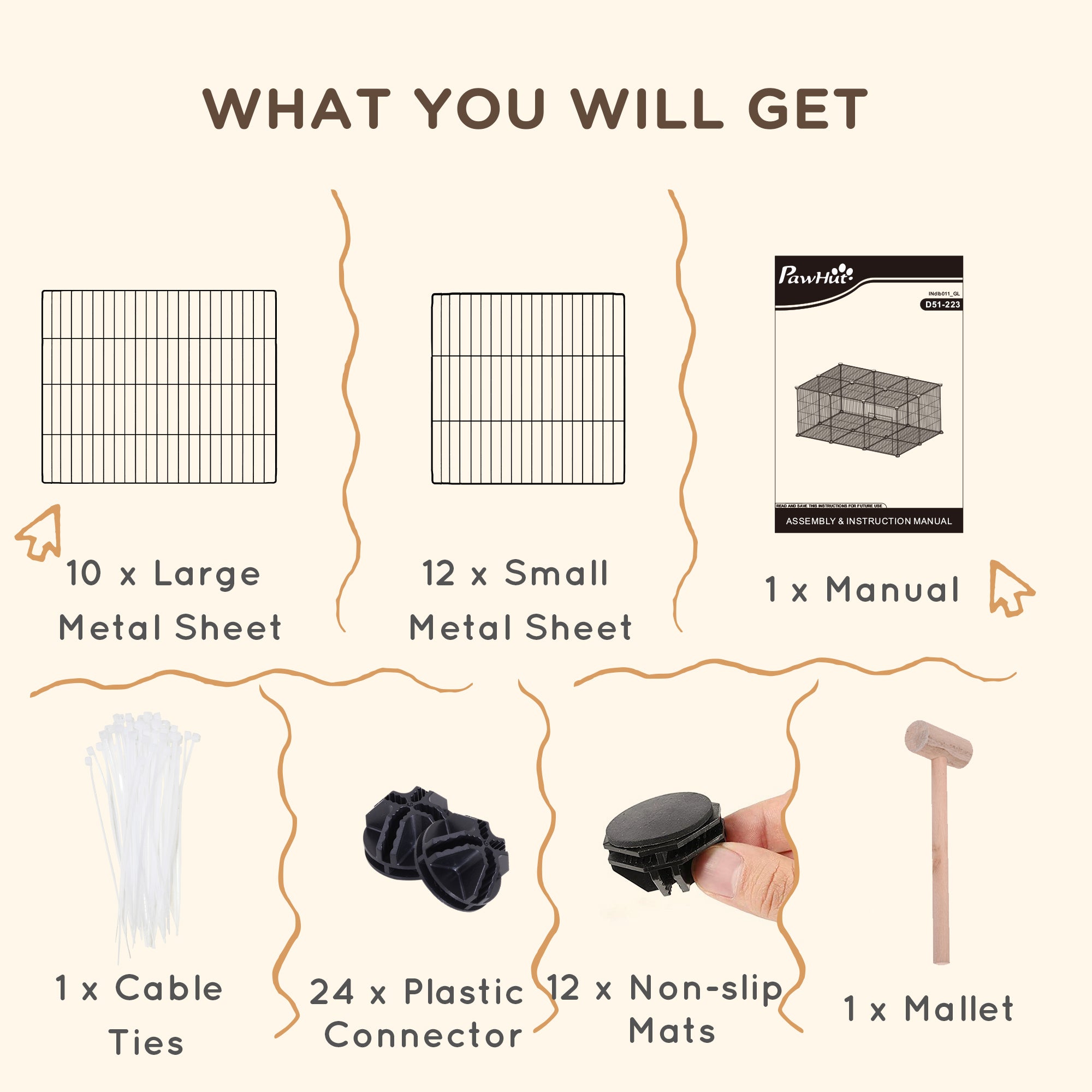 PawHut Pet Playpen DIY Small Animal Cage Metal Fence with Door, 22 Pieces, for Bunny Chinchilla Hedgehog Guinea Pig