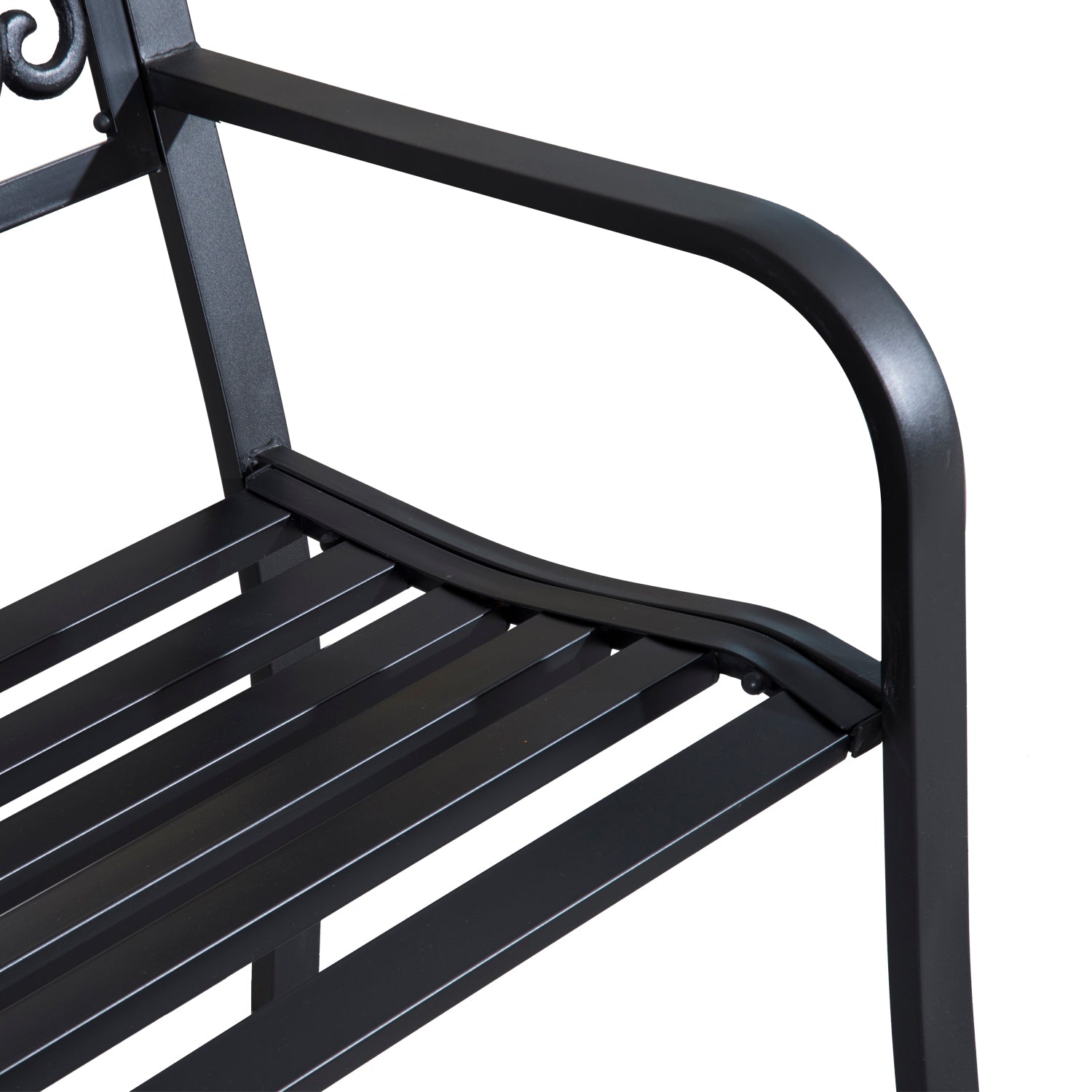 Outsunny 2-Seater Garden Bench, Steel-Black