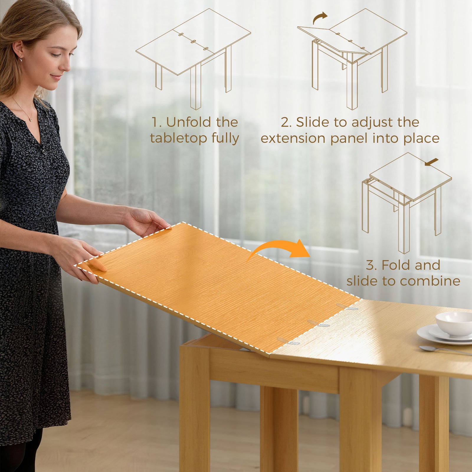 HOMCOM Square Dining Table, Modern Small Dining Table with Wood Effect, Space Saving, Non-slip Foot Pads, White