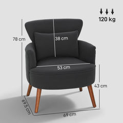 HOMCOM Corduroy Retro Accent Chair - Black
