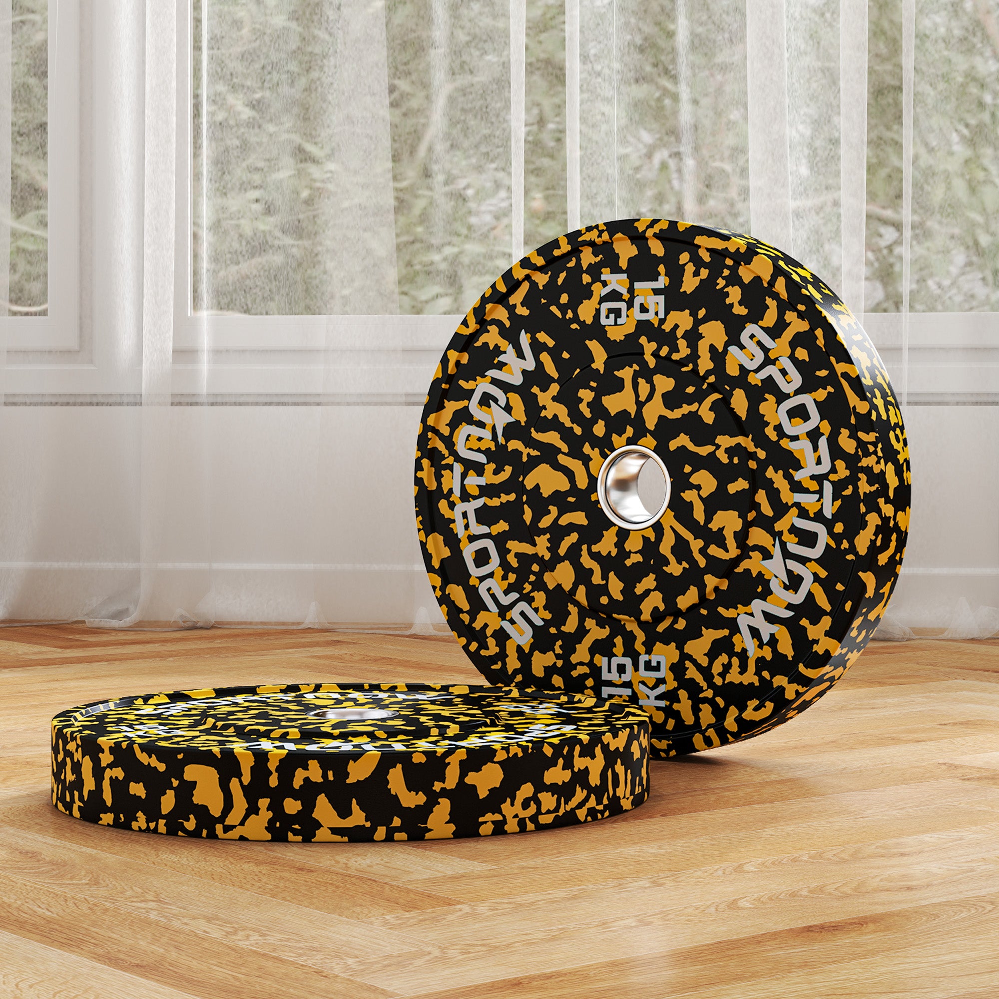 SPORTNOW Olympic Weight Plates with 5cm Holes, for Weight Lifting, 2 x 15KG