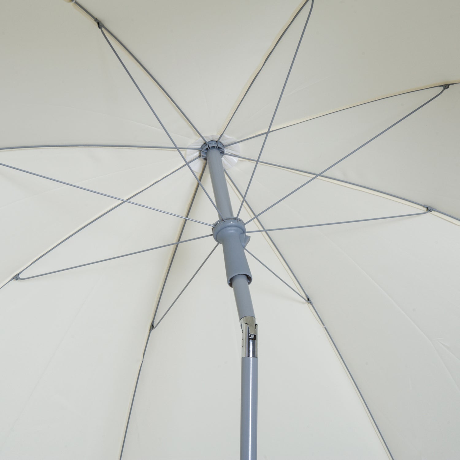 Outsunny 2.2m Beach Umbrella, Portable Parasol with Tilting Function, Outdoor Sunshade Shelter with 8 Ribs for Garden, Pool and Patio, Cream White