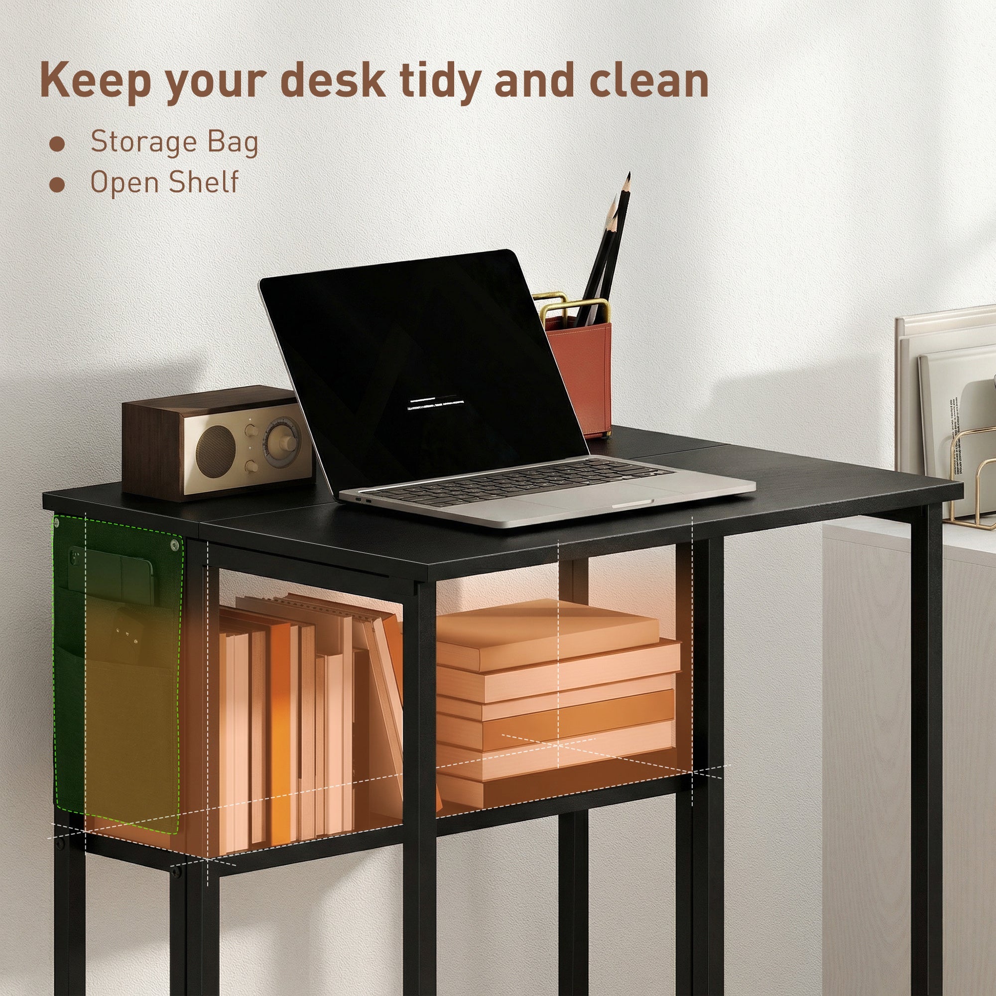 HOMCOM 63 cm Drop Leaf Writing Work Desk - Black