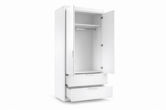 White Mirrored Hinged Door Wardrobe 103cm –  HARTLEY