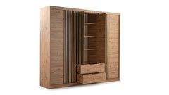 Oak Artisan Mirrored Hinged Sliding Door Wardrobe 250cm –  HARTLEY
