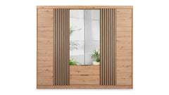 Oak Artisan Mirrored Hinged Sliding Door Wardrobe 250cm –  HARTLEY