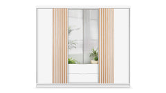 White Mirrored Hinged Sliding Door Wardrobe 250cm –  HARTLEY