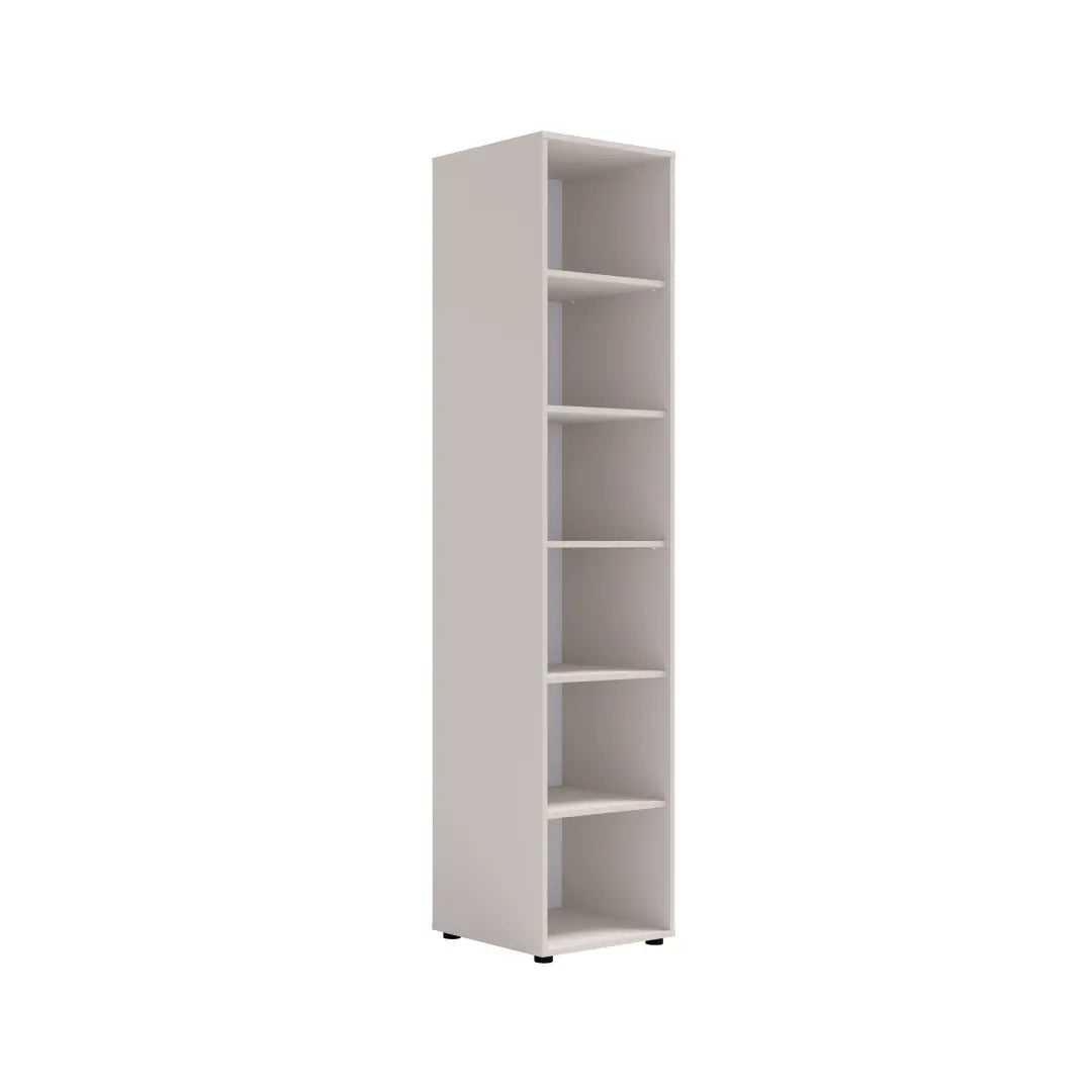 The Maxione MX-08 Bookcase 45cm is a tall narrow white unit with six shelves