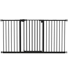 PawHut Adjustable Safety Gate w/ Three Extensions, Four Adjustable Screws, Black