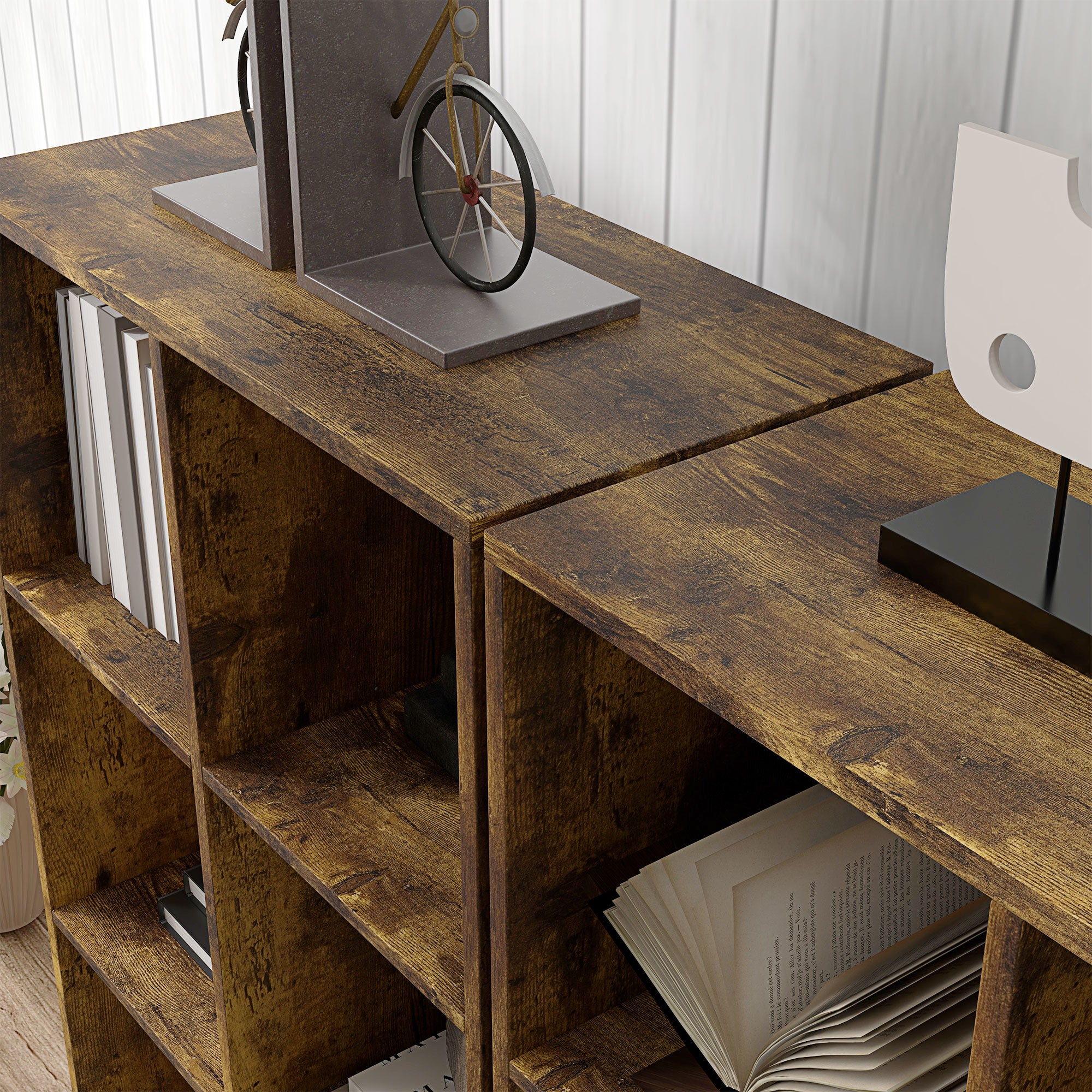 HOMCOM 6-Cube Bookshelf - Rustic Brown