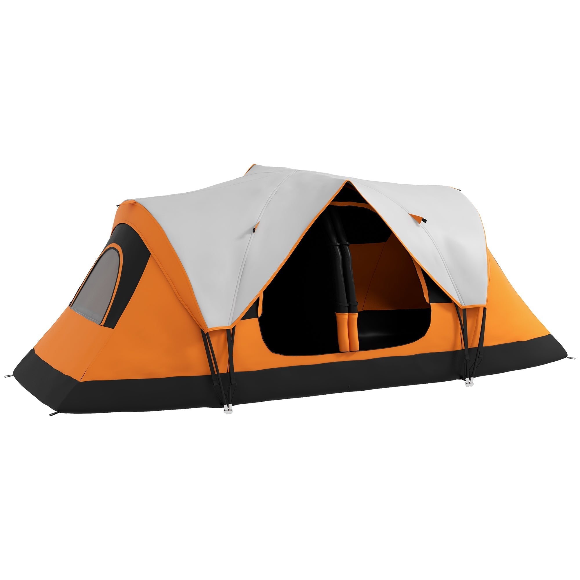Outsunny 2 Bedroom Tent Six-man Seates Family Camping for Outdoor Adventure, Orange