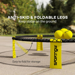 SPORTNOW Spike Game Set, Mini Beach Games Set with Net, 3 Balls and Ball Pump, Portable with Carrying Bag for Outdoor Team Sports, Yellow