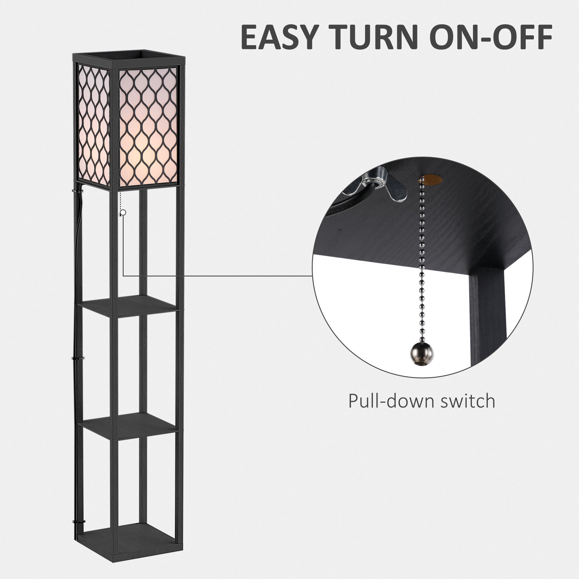 HOMCOM Three-Shelf Standing Lamps Set of 2 - Black
