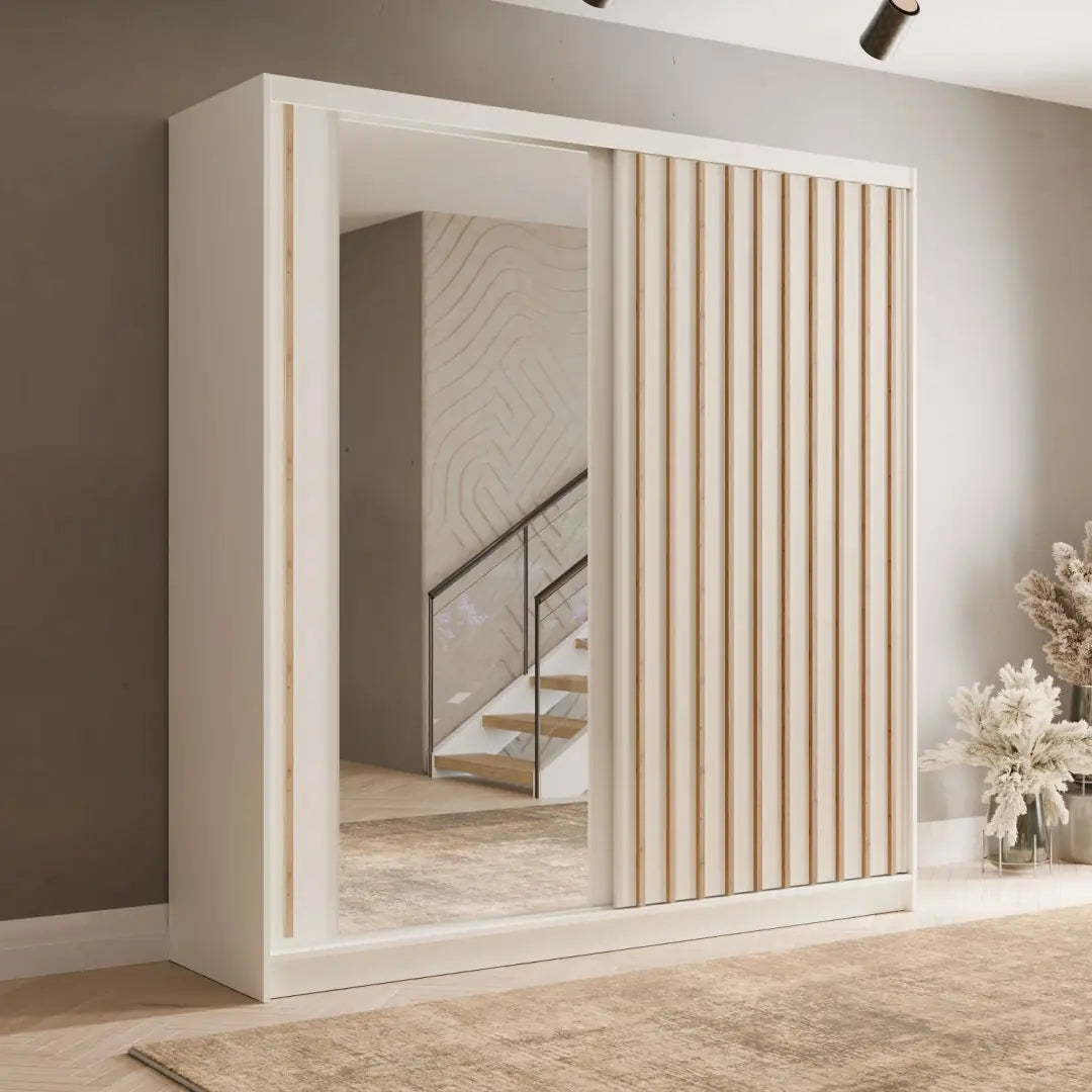 Aluna Sliding Door Wardrobe 205cm in White