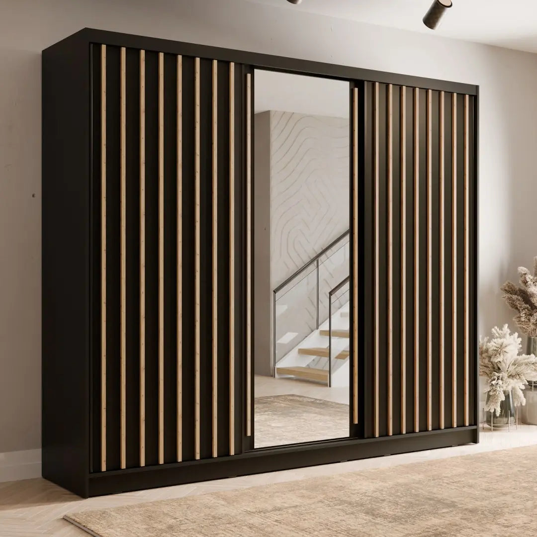 Aluna Sliding Door Wardrobe 248cm in Black, image 5