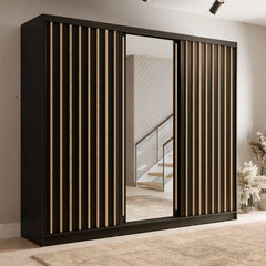 Aluna Sliding Door Wardrobe 248cm in Black, image 5